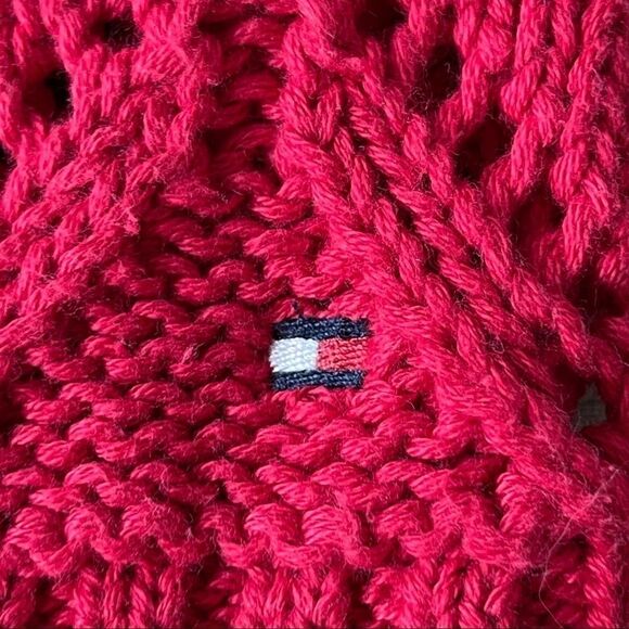 ‎Tommy Hilfiger Red 100% Cotton Textured Sweater - Picture 3 of 8